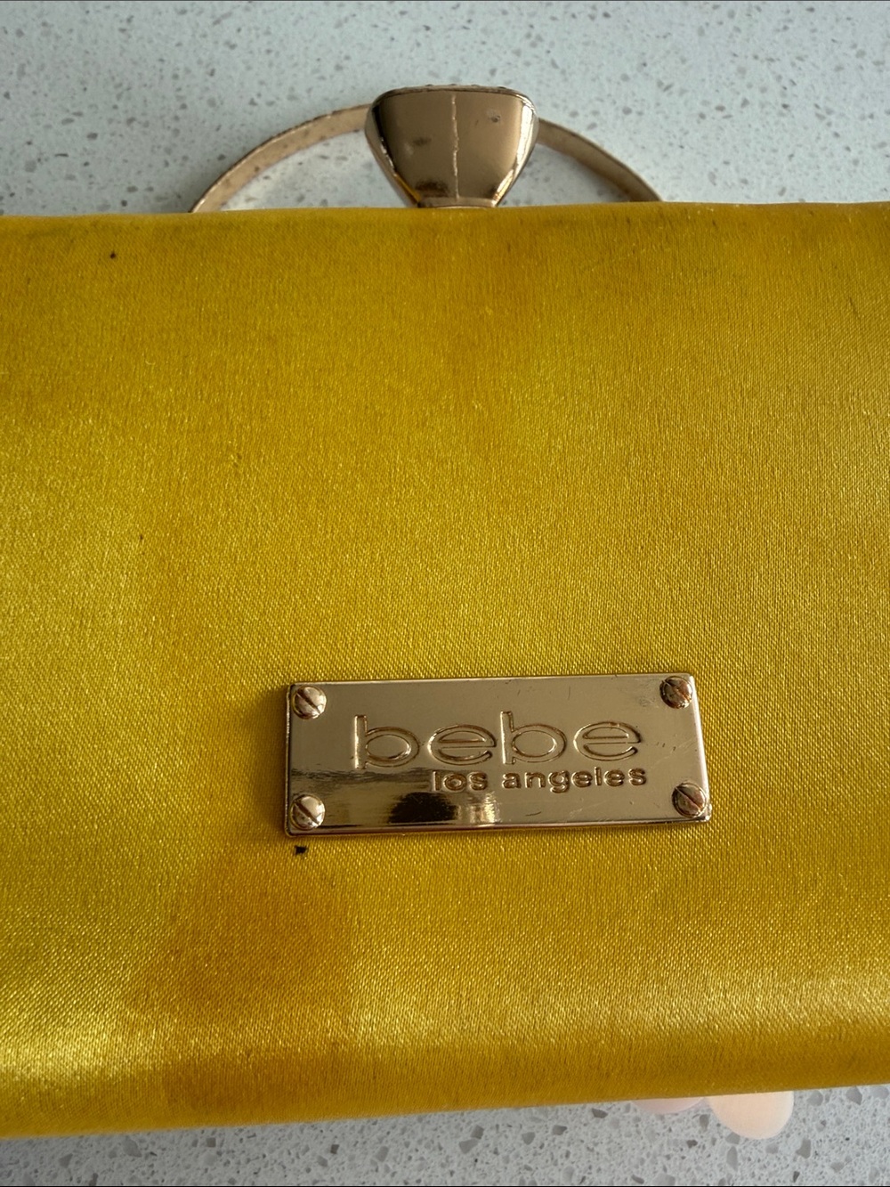 bebe Clutch Shoulder Bag Small purse Yellow Floral Top-Handle with Flowers - Picture 4 of 11